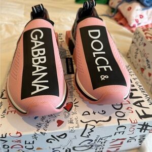 Dolce & Gabbana Pink Logo Sneakers